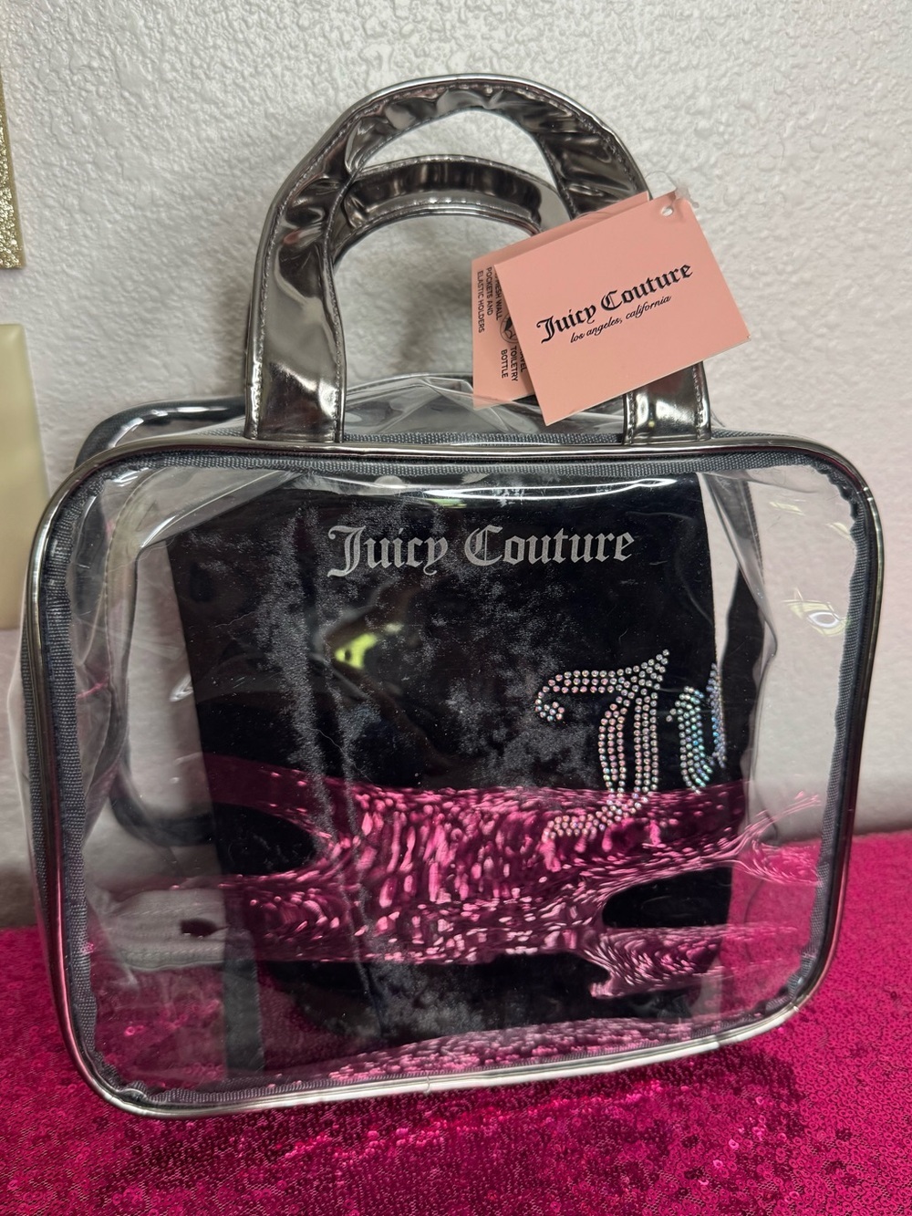 NEW w TAGS 🏷️ JUICY COUTURE 3-Piece Travel Cosmetic Bag & Toiletry Bottle Set - Picture 3 of 13
